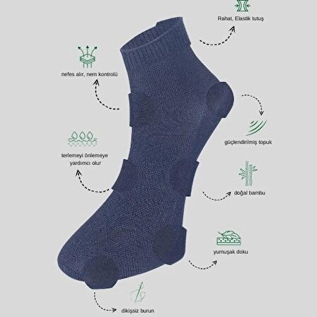 3 Çift Comfort Erkek Her Mevsim Kısa Çorap (DİKİŞSİZ BAMBU)