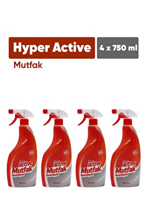 Hyper Active Mutfak Temizleyici Sprey 4 x 750 ml
