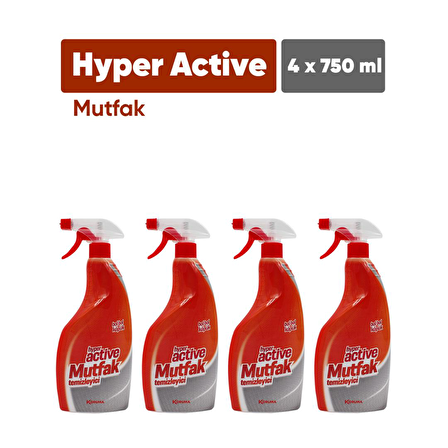 Hyper Active Mutfak Temizleyici Sprey 4 x 750 ml