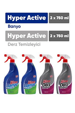 Hyper Active Banyo Temizleyici Sprey 2 x 750 ml + Derz Temizleyici