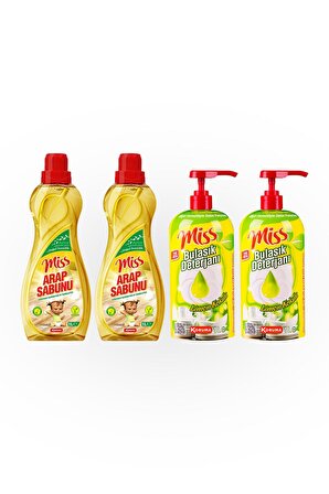 Miss Limonlu Sıvı Elde Yıkama Deterjanı 2 x 1 lt + Arap Sabunu 2 Adet