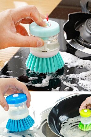 Pratik Sıvı Deterjan Hazneli Bulaşık Fırçası Hazneli Mutfak Lavabo Banyo Yıkama Fırçası 1 Adet