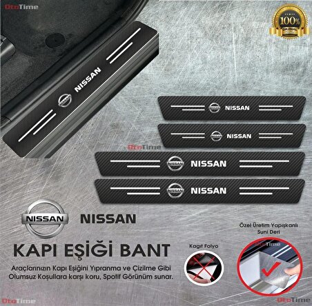 Nissan Logolu Karbon Kapı Eşiği Koruyucu Bant Folyo 4'lü Set