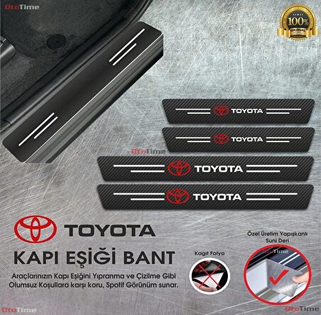 Toyota Logolu Karbon Kapı Eşiği Koruyucu Bant Folyo 4'lü Set