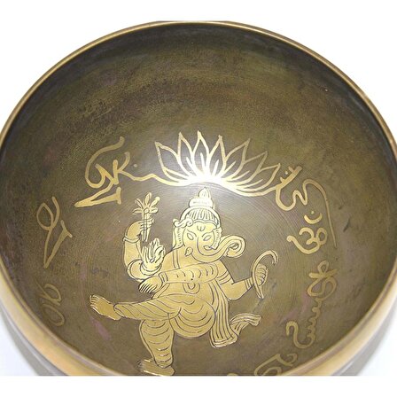Huzur Ve Dinginlik Veren  Pirinç Meditasyon Çanı Ganesha  18 Cm 
