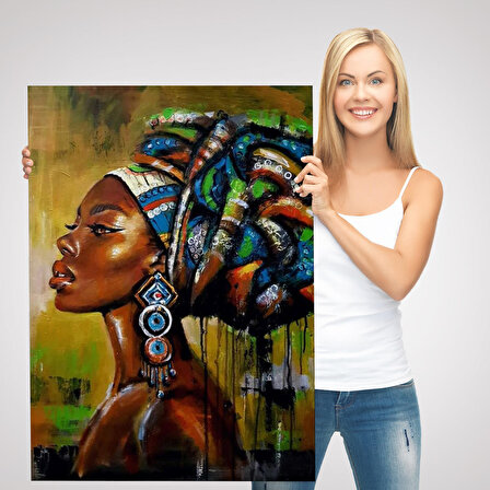 Siyah Kadın Kanvas Tablo, Afrikalı Kadın Kanvas Tablo-5221