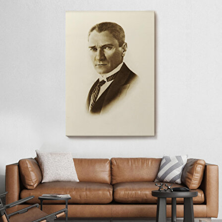 Atatürk Portre Tablosu Mustafa Kemal Atatürk Dikdörtgen Dekoratif Kanvas Tablo-CI-59