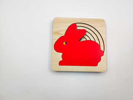 Montessori Katmanlı Puzzle, Tak-Çıkar, Eğitici Puzzle (Tavşan)