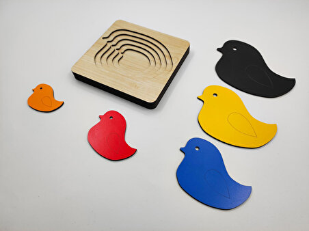 Montessori Katmanlı Puzzle, Tak-Çıkar, Eğitici Puzzle (Kuş)