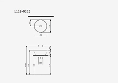 Bocchı Venezia Tezgah Üstü Çanak Lavabo 45 Cm Parlak Beyaz