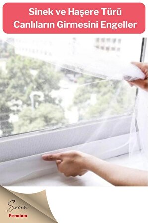 Ayarlanabilir Pratik Pencere Cam Kapı Sineklik Cırt Bantlı Hazır Yapışkanlı 125 Cm X 150 Cm - 5,6 Mt