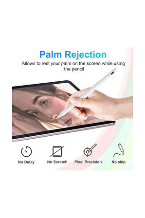 iPad 2018-2022 için Düğmeli Stylus Tablet Kalem, Avuç İçi Reddetme Aktif Kalem Apple Uyumlu