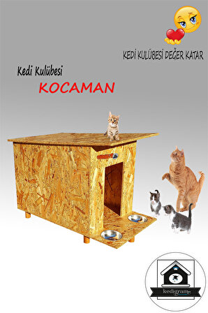 Kedigram Kedi Kulübesi Su Geçirmez Tek Katlı Mama Kaplı Kedi Evi Açık Kahverengi 