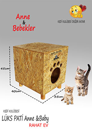 Kedigram Kedi Kulübesi Su Geçirmez Tek Katlı Ayaklı Kedi Evi Açık Kahverengi 