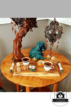 Kahve Sunum Tepsisi -çay Kahve- Rustik Keyifzade - Porselen Kulp - Birliktelik Temalı Sunum Tepsi
