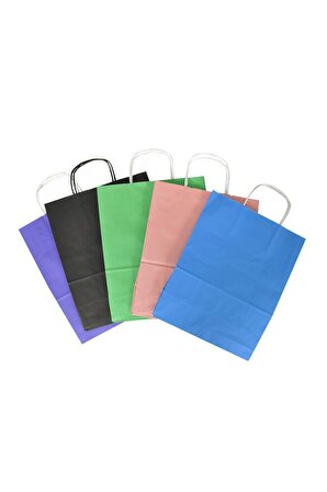 5 Renk Kağıt Çanta Kraft Çanta Seti /hediye Poşeti / Kraft Çanta