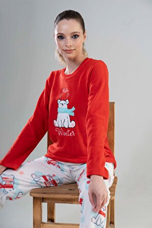 Kompedan AW22 Vnt. 2030400183 Kadın Uzun Kol Polar Pijama