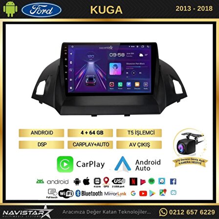 Ford Kuga 4GB + 64GB Android 13 Kablosuz Carplay 2013-2018 Navigasyon Multimedya Sistemi 