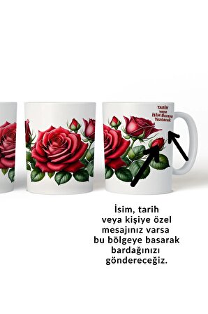 Çiçekli Kupa, Sevgililer Günü Hediyesi: Kırmızı Güllerin Aşk