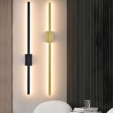 Lıghtmore Modern Dekoratif Çubuk Salon - Yatak Odası Duvar Beyaz - Siyah Aplik 