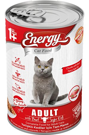 Energy Pet Food Energy Sığır Etli Yetişkin Islak Kedi Konserve Maması 415 Gram 80 Adet