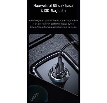 LivX Transparent 45W PD/QC Mini Araç şarj Cihazı ve 50cm iPhone Hızlı Şarj Kablosu