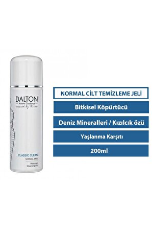 Dalton Marine Cosmetics Classic Clean Normal Cilt için Canlandırıcı Bitkisel Yüz Temizleme Jeli 200 ml 