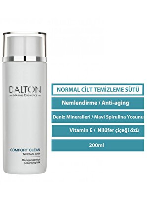Dalton Marine Cosmetics Normal Cilt için Nemlendirici E Vitaminli Yüz Temizleme Sütü 200 ml & Nemlendirici Bakım Kremi 300 ml 