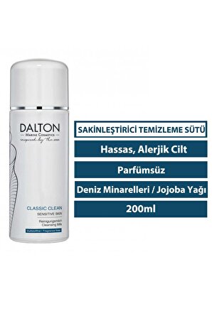 Dalton Marine Cosmetics Classic Clean Hassas Cilt için Yatıştırıcı Anti Alerjik Yüz Temizleme Sütü 200 ml 