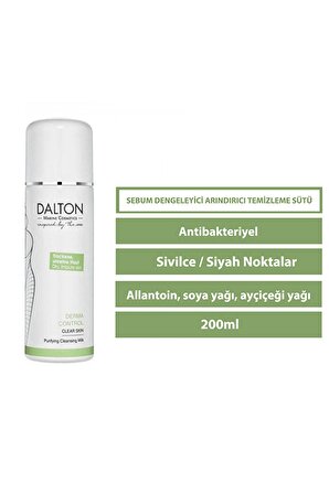 Dalton Marine Cosmetics Derma Control Yağlı Cilt için Arındırıcı Yüz Temizleme Sütü 200 ml 