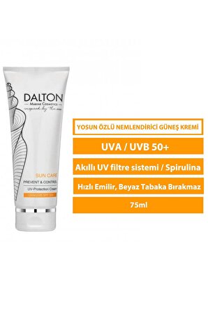 Dalton Marine Cosmetics 50+ Faktör Yaşlanma Karşıtı Tüm Cilt Tipleri İçin Renksiz Güneş Koruyucu Krem 75 ml