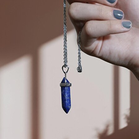 Astralis Treasures Gerçek Doğal Taş Lapis Lazuli Pandül Sarkaç Kolye + Pandül Kesesi