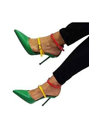 Kadın Çift Bantlı Ince Topuklu Ayakkabı Stiletto