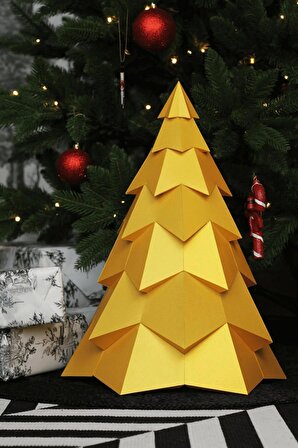 Yılbaşı Ağacı Noel Ağacı Lüks Gold Karton Ağaç