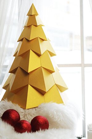 Yılbaşı Ağacı Noel Ağacı Lüks Gold Karton Ağaç