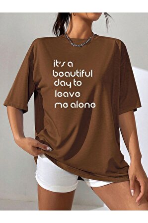 Unisex Me Alone Yazılı Tshirt