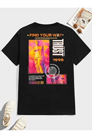 Unisex Find Your Way Yazılı Tshirt