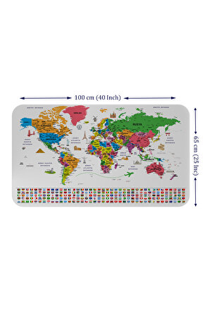 LilaFil Eğitici - Öğretici Dünya ve Türkiye Haritası Çocuk Odası Duvar Stickerı 3885