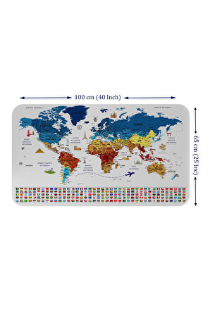 LilaFil Eğitici - Öğretici Dünya ve Türkiye Haritası Çocuk Odası Duvar Stickerı 3891