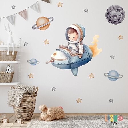 Uzaya Yolculuk Çocuk Odası Duvar Sticker