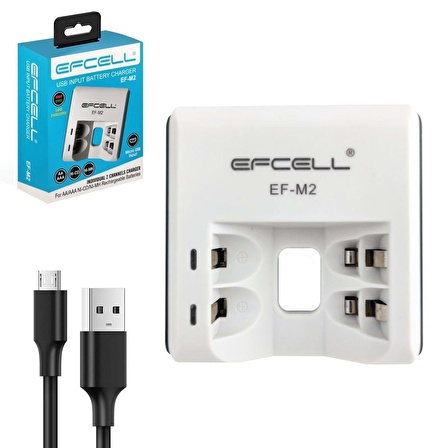 PİL ŞARJ ALETİ İKİLİ USB AA/AAA Nİ-MH/Nİ-CD EFCELL EF-M2