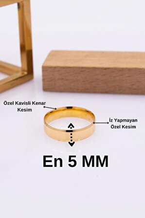 22 Ayar Altın 5MM Düz Kesim Nişan Yüzüğü, Alyans, Evlilik Yüzüğü