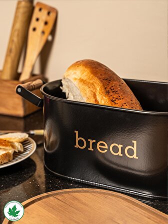 Ahşap Kapaklı Ahşap Kulplu Metal Ekmeklik (bread baskılı)