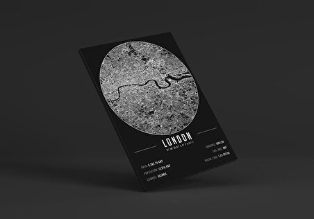 Londra 50x70 cm Şehir Haritası Kanvas Tablo
