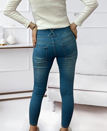 LENAY  Yüksek Bel Likralı Jean Pantolon 90 Cm