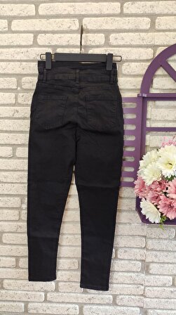 LENAY  Yüksek Bel Düğme Ve Yırtık Detaylı Kot Pantolon Jean 92cm