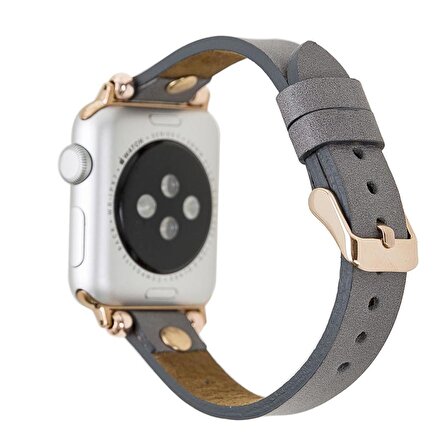 Bouletta Apple Watch Uyumlu Deri Kordon 38-40-41mm GT RST9 Gri