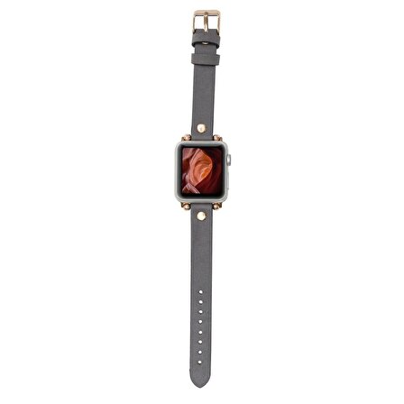 Bouletta Apple Watch Uyumlu Deri Kordon 38-40-41mm GT RST9 Gri