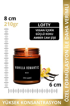 Lofty Beyaz Etiket Amber Kavanoz Mum Dekor Aromaterapi Rahatlatıcı Vanilya Kokusu 210 GR