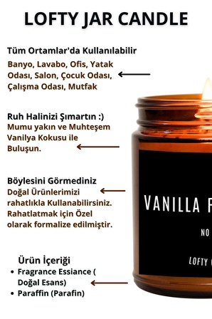 Made In Turkey Kraft Etiket Amber Kavanoz Mum Dekor Aromaterapi Rahatlatıcı Vanilya Kokusu 210 GR